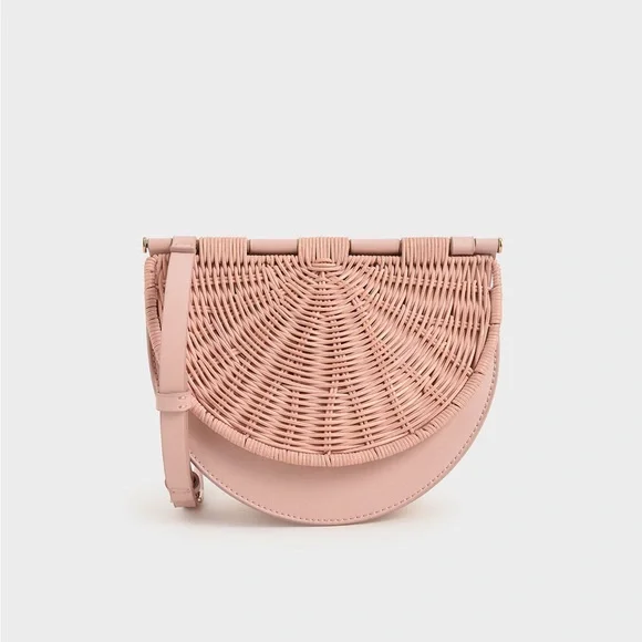Pink cheap rattan bag
